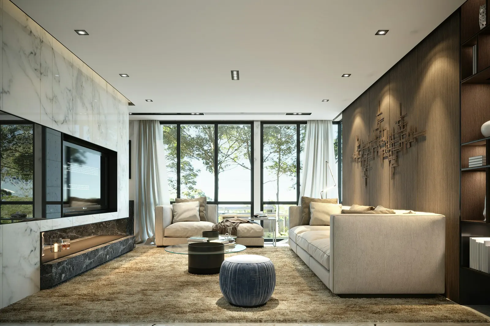 Salon lumineux d'une villa